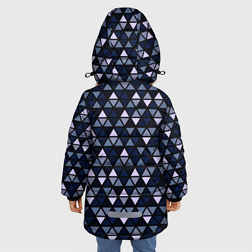 Зимняя куртка для девочки Чёрно-синий паттерн треугольники / 3D-Черный – фото 4