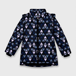 Зимняя куртка для девочки Чёрно-синий паттерн треугольники