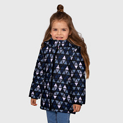 Куртка зимняя для девочки Чёрно-синий паттерн треугольники, цвет: 3D-черный — фото 2