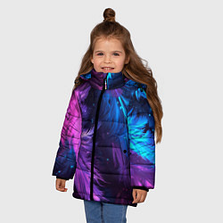Куртка зимняя для девочки Искрящиеся перья в розовых и голубых оттенках, цвет: 3D-красный — фото 2