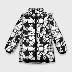 Зимняя куртка для девочки Абстрактный узор из кругов и овалов