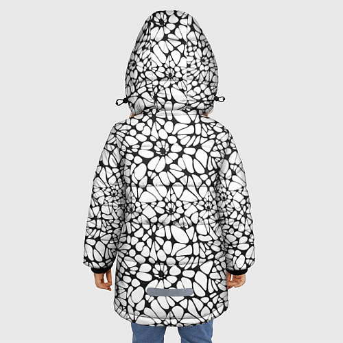 Зимняя куртка для девочки Абстрактный узор из звезд / 3D-Черный – фото 4
