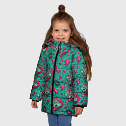 Куртка зимняя для девочки Паттерн объемные волки, цвет: 3D-светло-серый — фото 2