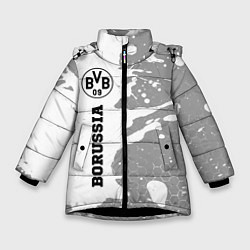 Куртка зимняя для девочки Borussia sport на светлом фоне по-вертикали, цвет: 3D-черный