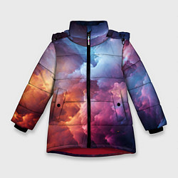 Куртка зимняя для девочки Облачный космос, цвет: 3D-красный
