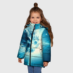 Куртка зимняя для девочки Неоновая комета - нейросеть, цвет: 3D-черный — фото 2