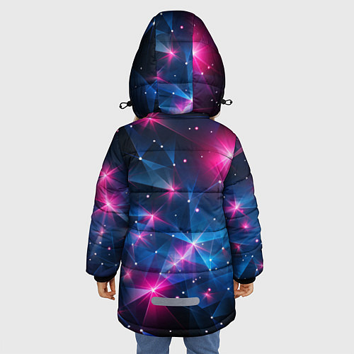 Зимняя куртка для девочки Яркие неоновые вспышки в космосе / 3D-Черный – фото 4