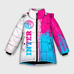 Куртка зимняя для девочки Inter neon gradient style по-вертикали, цвет: 3D-черный