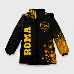 Куртка зимняя для девочки Roma - gold gradient вертикально, цвет: 3D-черный