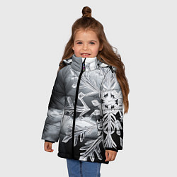 Куртка зимняя для девочки Чено-белая снежинка, цвет: 3D-черный — фото 2