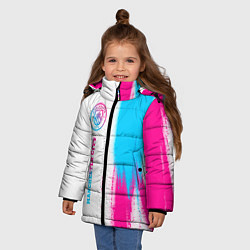 Куртка зимняя для девочки Manchester City neon gradient style по-вертикали, цвет: 3D-черный — фото 2