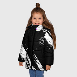 Куртка зимняя для девочки Borussia краски белые на чёрном, цвет: 3D-черный — фото 2