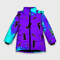 Куртка зимняя для девочки Fortnite neon steel colors epic, цвет: 3D-черный