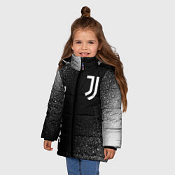 Куртка зимняя для девочки Juventus sport на темном фоне вертикально, цвет: 3D-черный — фото 2