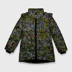 Куртка зимняя для девочки Абстрактные разноцветные контуры, цвет: 3D-черный