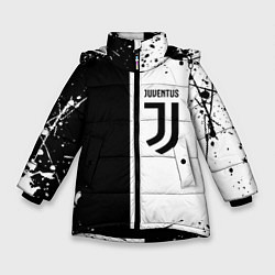 Куртка зимняя для девочки Juventus краски текстура спорт, цвет: 3D-черный