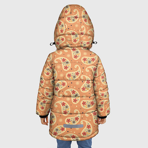 Зимняя куртка для девочки Цветочный пейсли / 3D-Красный – фото 4