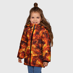 Куртка зимняя для девочки Текстура элементаля огня, цвет: 3D-светло-серый — фото 2