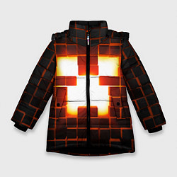 Куртка зимняя для девочки Скин крипера майнкрафт, цвет: 3D-черный