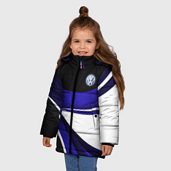 Куртка зимняя для девочки Фольцваген - синяя волна, цвет: 3D-светло-серый — фото 2