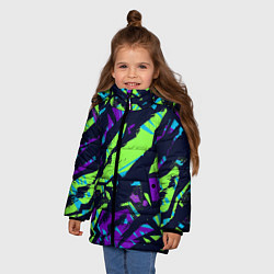 Куртка зимняя для девочки Абстрактный фон со спортивным рисунком, цвет: 3D-черный — фото 2