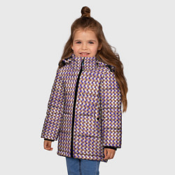Куртка зимняя для девочки Сине-бежевый текстурированный квадраты-рябь, цвет: 3D-красный — фото 2
