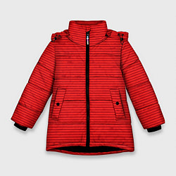 Куртка зимняя для девочки Алый полосатый, цвет: 3D-черный