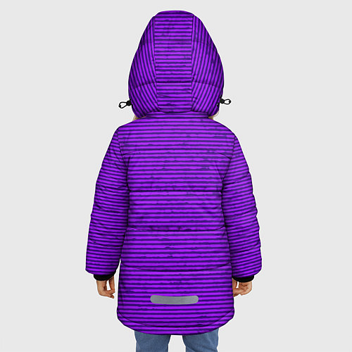 Зимняя куртка для девочки Сочный фиолетовый в полоску / 3D-Черный – фото 4