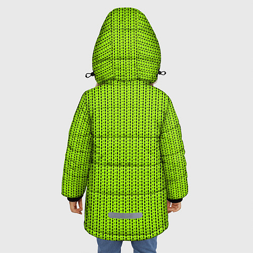 Зимняя куртка для девочки Ярко-зелёный в маленькие чёрные полоски / 3D-Черный – фото 4