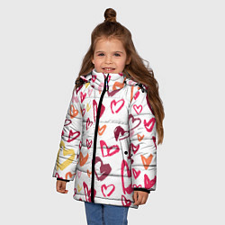 Куртка зимняя для девочки Сердечки паттерн, цвет: 3D-светло-серый — фото 2