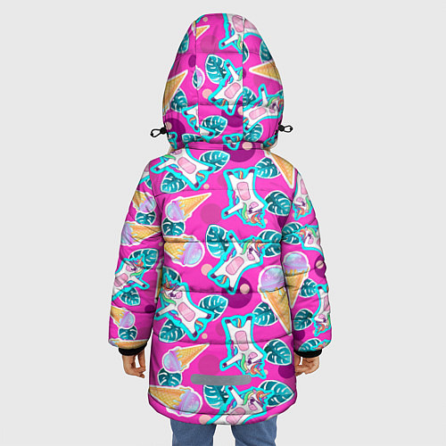 Зимняя куртка для девочки Единорог с мороженым - dab dance / 3D-Светло-серый – фото 4