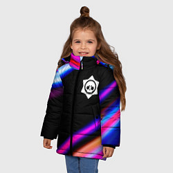 Куртка зимняя для девочки Brawl Stars speed game lights, цвет: 3D-черный — фото 2
