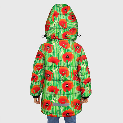 Зимняя куртка для девочки Маковый узор / 3D-Красный – фото 4