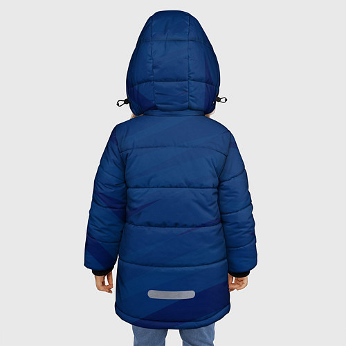 Зимняя куртка для девочки Тёмно-синий полосами / 3D-Черный – фото 4