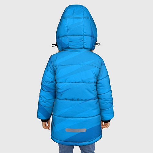 Зимняя куртка для девочки Насыщенный голубой полосами / 3D-Черный – фото 4