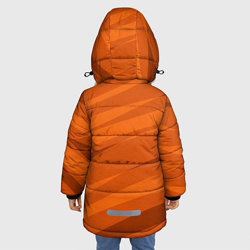 Зимняя куртка для девочки Тёмный оранжевый полосами / 3D-Черный – фото 4