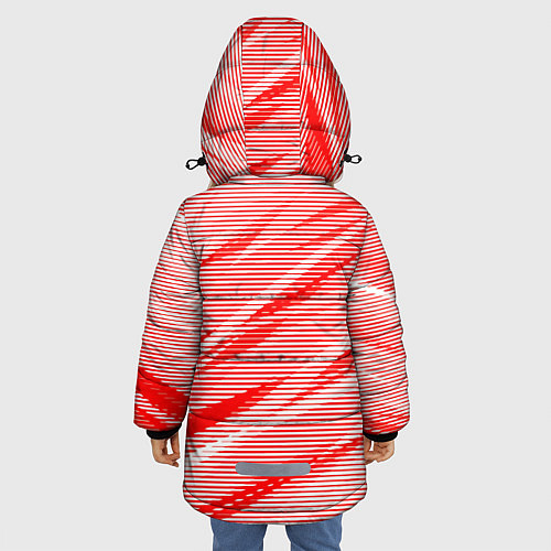 Зимняя куртка для девочки Полосатый красно-белый / 3D-Красный – фото 4