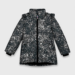 Куртка зимняя для девочки Тёмный серо-зелёный текстура напыление, цвет: 3D-черный