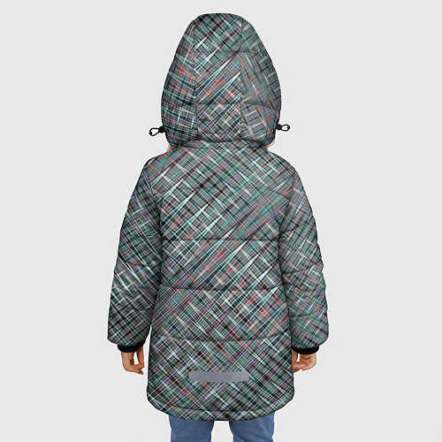 Зимняя куртка для девочки Тёмный бирюзовый текстурированный / 3D-Черный – фото 4