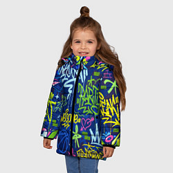 Куртка зимняя для девочки Урбанизм и граффити, цвет: 3D-черный — фото 2
