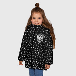 Куртка зимняя для девочки Герб РФ и ласточки на чёрном, цвет: 3D-черный — фото 2