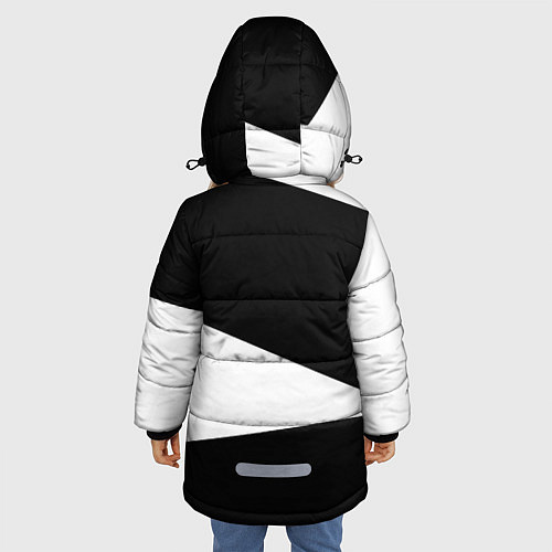 Зимняя куртка для девочки Герб РФ геометрия текстура / 3D-Черный – фото 4