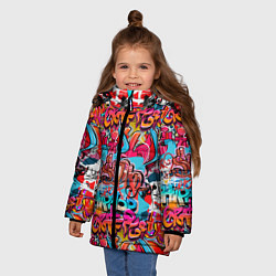 Куртка зимняя для девочки Hip hop graffiti pattern, цвет: 3D-красный — фото 2