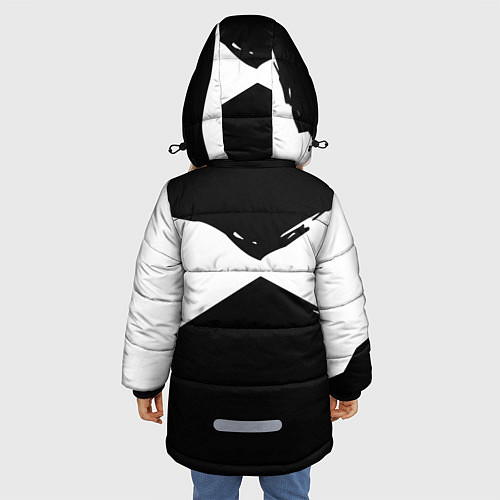 Зимняя куртка для девочки Герб рф абстрактные краски / 3D-Черный – фото 4