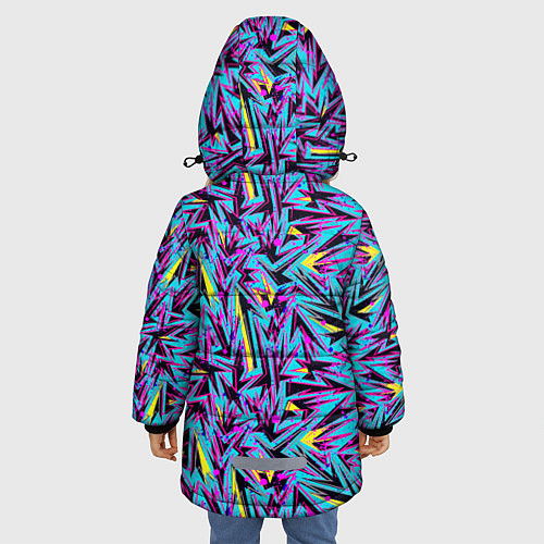 Зимняя куртка для девочки Абстрактный узор с геометрической концепцией / 3D-Черный – фото 4
