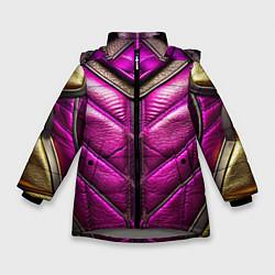 Куртка зимняя для девочки Текстурная кожа в космическом стиле, цвет: 3D-светло-серый