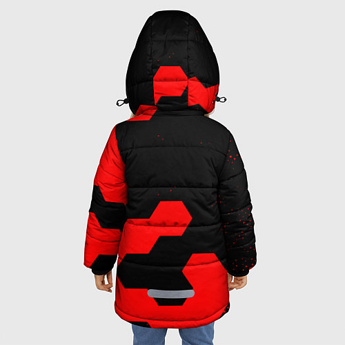 Зимняя куртка для девочки Герб РФ спортивный стиль соты / 3D-Черный – фото 4