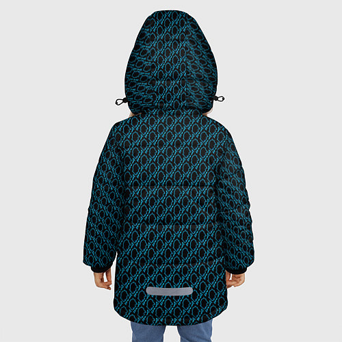 Зимняя куртка для девочки Чёрно-синий паттерн узор / 3D-Черный – фото 4