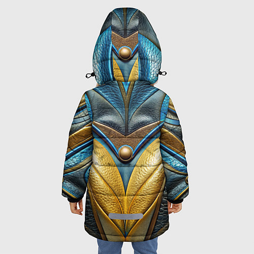 Зимняя куртка для девочки Объемная футуристичная объемная текстура из кожи / 3D-Черный – фото 4