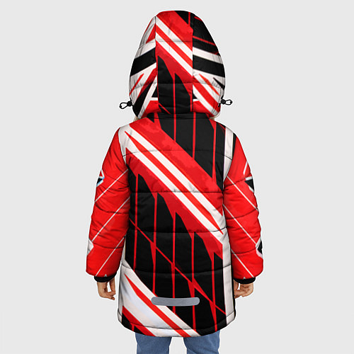 Зимняя куртка для девочки Red and white lines on a black background / 3D-Светло-серый – фото 4